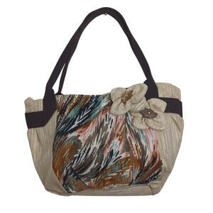 Unique NWT Art to Wear Canvas Handbag Floral Boho Shabby Chic Purse